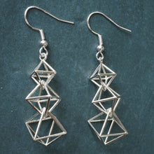 Load image into Gallery viewer, Dangling Octahedra Earrings (Metal)
